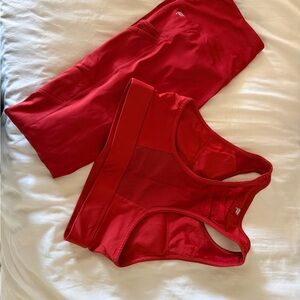 Fabletics Burnt Orange Leggings and Sports Bra Set